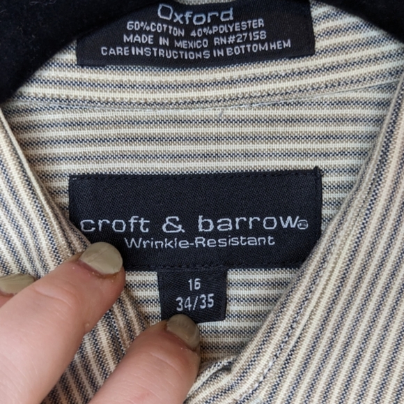 Croft & Barrow Oxford Wrinkle-Resistant Button-Down Shirt, Size 16 34/35 - Picture 3 of 11
